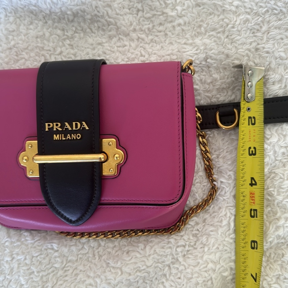 Prada City Calk Cahier Pink Black Leather Cross Body or Belt Bag + DUST BAG - Picture 10 of 14